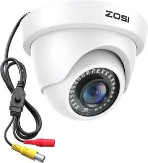 ZOSI 2MP 1080P HD Security Dome Camera Outdoor Indoor, IP66 Weatherproof Surveillance CCTV Camera (Hybrid 4-in-1 HD-CVI/TVI/AHD/960H Analog CVBS), 80ft IR Night Vision, 90° Wide Angle, 24PCS LEDs