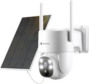 Kittyhok PT Solar Camera Security Outdoor | 2K FHD Security Camera Wireless Outdoor, Solar Battery Powered, Color Night Vision, Smart Detection, IP66 Weatherproof, Local Recording for Home Security