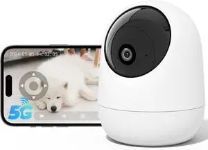 Rraycom Indoor Camera 5G&2.4G WiFi,2K Security Cameras for Home Security,360°Pan & Tilt, Dog/Pet Baby Camera with Motion Tracking& Sound Detection, 2-Way Audio, Night Vision,Siren,Works w/Alexa
