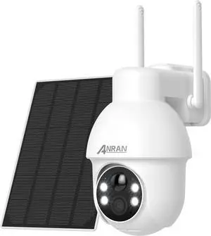 Solar Security Camera Wireless Outdoor: ANRAN 2K WiFi Camera with Adjustable Solar Panel, 360° Panoramic View, Two-Way Audio, PIR Detection, Color Night Vision, 2.4GHz WiFi, Compatible with Alexa