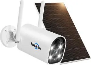 Hiseeu 4MP Solar Battery Powered Security Camera Wireless 2.5K, 2-Way Audio Rechargeable Outdoor WiFi Camea,Color Night Vision, Spotlight/Siren Alarm, Motion Detect, SD/Cloud Storage, Work with Alexa