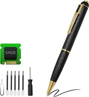 64G Small Security Camera, 1080P Portable Security Body Camera Pen for Indoor Outdoor