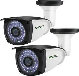SV3C 5MP POE IP Camera Outdoor, 2 Pack Power Over Ethernet Security Surveillance Cameras with 2-way Audio, Humanoid Detection, RTSP Web Browser View, IP66 Waterproof, Support Max 128G SD Card(No WiFi)