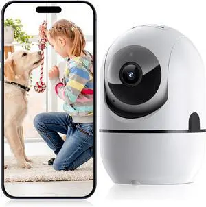 Pan/Tilt Indoor Security Camera, 1080P Security Cameras Wireless Indoor for Home Security, Dog Camera/Pet Camera with Phone App, Night Vision, 2-Way Audio, TF/Cloud Storage(2.4Ghz)