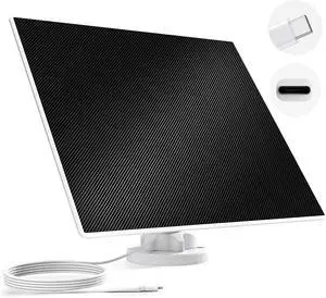 Dzees USB-C Solar Panel - Compatible with Outdoor Camera Wireless, Continuous Power with 5W 5V Charging, 9.8ft/3M Waterproof Charging Cable, 360°Adjustable Mount