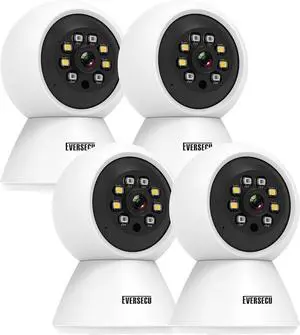 EVERSECU HD 2K 3.0MP WiFi Home Security Camera, Pan/tilt, Humanoid Auto Tracking, 2 Way Audio, Night Vision, Compatible with Alexa, Baby Monitor Elder Pet Camera(4pcs)