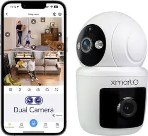 xmartO [AI Auto Track] 2K HD Auto Tracking Wireless Security Camera AC Powered, PTZ Rotation Home Camera with 2-Way Audio, Night Vision and Motion Detection MSG, Cloud and SD Card Storage