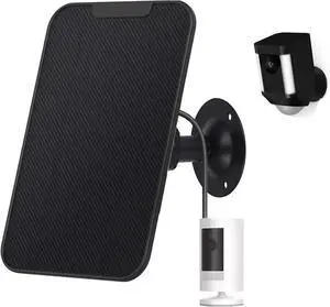 Solar Panel Compatible with Ring, 6W for Stick Up Cam, Stick Up Cam Pro, Spotlight Cam Plus, Spotlight Cam Pro - Black
