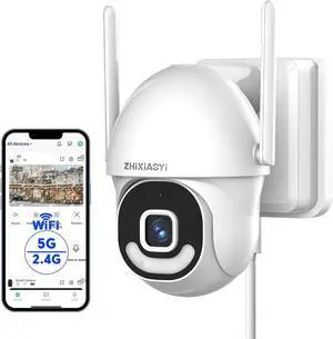 2K Security Cameras Outdoor Wired, 5G/2.4G WiFi Cameras with Color Night Vision, PIR Motion Detection, Two-Way Voice, 360° View Pan/Tilt for Outdoor Area, Parking Lot, Home Security
