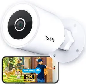 GEARit Cameras for Home Security - Outdoor Camera with Clear 2K HD Video - IP65 Weatherproof, Motion Detector Home Security Camera w/Color Night Vision, 2-Way Audio - Easy to Set Surveillance Camera