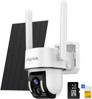 2K 4G LTE Solar Security Camera with Built-in SIM Card - Wireless Outdoor Surveillance, 355° Rotation & Color Night Vision, Solar Powered Motion Detection Device No WiFi Required