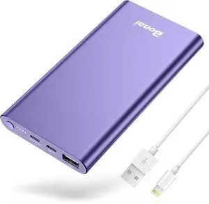 BONAI Portable Charger 12,000mAh 5V/3A Fast Charging Power Bank, Dural Input & Output Ports (USB-C in & Out) Portable Phone Charger for iPhone 15/14/13/12 Series Galxy Android iPad etc- Purple