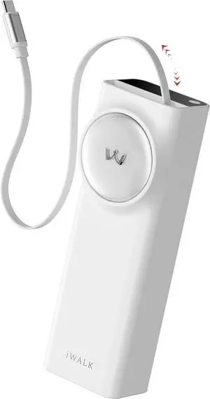 iWALK Laptop Power Bank, 20000mAh 65W Portable Charger with Built-in 2.3ft Retractable USB-C Cable & LED Display - Triple Outputs for MacBook Pro/Air, iPhone 16/15 Series, iPad Pro, Samsung S25/S24