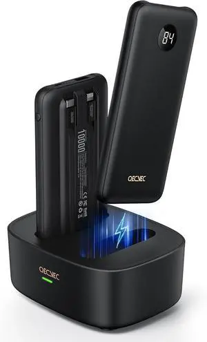 10000mAh Portable Charger 2 Pack, Cell Phone Portable Power Banks, 22.5W Fast Charging Battery Pack, Slim Travel Power Bank for iPhone, Galaxy S24/S23, Android Devices  Black