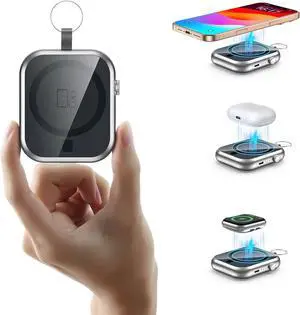 Magnetic Power Bank 10000mAh with Detachable Lanyard-3-in-1 Magnetic Wireless Charger,22.5W PD Fast Charging,Compact Portable Battery Pack for iPhone 16/15/14/13/12,Apple Watch & AirPods