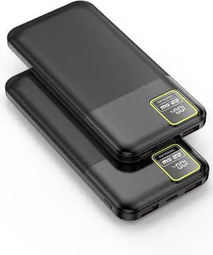 2-Pack Portable Charger 10000mAh Power Bank PD 22.5W Fast Charging Battery Pack for iPhone, Phone PowerBank USB C Input & Output(Black 2 Pack, 22.5W Fast Charge Power Bank)