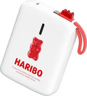 DCHK Haribo Mini Power Bank 20000mAh, 22.5W Fast Charging, Built-in Cable, Compact Size, 5V 3A, Gummy Bear Style Portable Charger for iPhone 15 16, Samsung Galaxy, Motorola