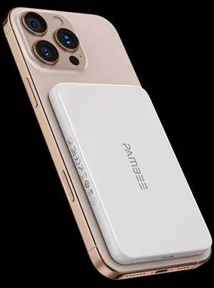 PAMBEE 0.3" Ultra Slim for MagSafe Battery Pack, 5,000mAh Qi2 Certified 15W Ultra-Fast Magnetic Power Bank, All Alloy Wireless Portable Charger for iPhone 16/15/14/13/12, Travel Essentials