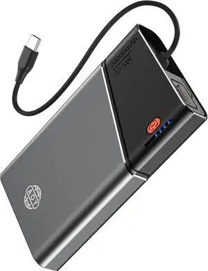 Portable Charger, 22.5W 20000mAh Super Fast Charging Power Bank with Detachable USB C Cable, Metal Case Battery Pack, Airline Approved Travel Essential for iPhone 16 15 14 13 iPad Samsung Google etc