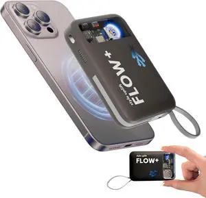 SU Flow+ Magnetic Power Bank 10000mAh  MagSafe Compatible Charger, 4 in 1 with in-built Lightening and Type C cables for Samsung and Pixel, Wireless Charging iPhone 16/15/14/13/12, iWatch and Airpods