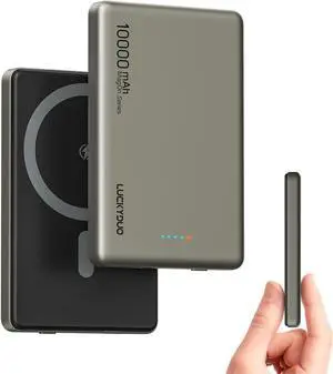 LUCKYDUO Ultra Slim 10000mAh for Magnetic Portable Charger,0.47IN Thin Wireless Magnetic Power Bank, Compact Battery Pack with PD 20W Two Way USB-C Charging,Compatible with iPhone 16/15/14/13 Series