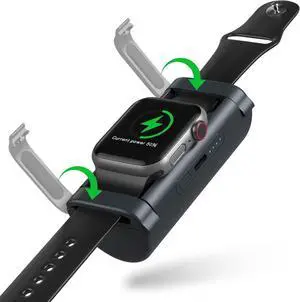 NEWQ Outdoor Power Bank for Apple Watch: Small Portable Magnetic Wireless Charger & Rechargeable 1800mAh Battery Powerbank for Charging iWatch When Camping & Traveling