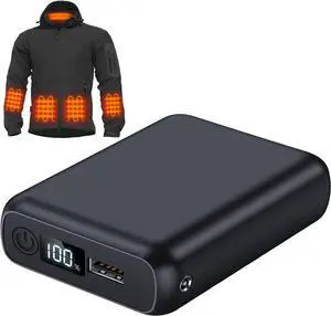 12V 18400mAh Heated Jacket Battery Pack, Battery Pack for Heated Jacket, Rechargeable Power Bank for Heated Jacket, Heated Pants with DC/USB/Type-C Output LED Display