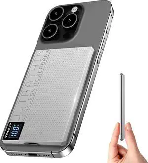 Magnetic Portable Charger 5000mAh with 15W Wireless & 20W PD Fast Charging,Ultra-Slim Travel-Ready Design,LED Display & Premium Metal Shell,Compatible with iPhone 16/15/14/13 Pro/Pro Max/Plus