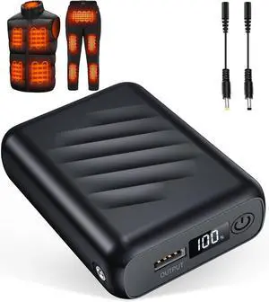 20000mAh 7.4V Heated Vest Battery Pack Compatible with ORORO and Venustas, Battery for Heated Vest with LED Display and 2 Adapter Cable, Power Bank for Heated Vest, Jacket(No for 5V Heated Device)