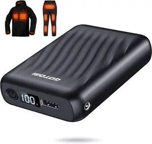Heated Jacket Battery Pack - Power Bank with LED Display and 2 Adapter Cables for Wulcea, ULUSERN, Genovega, and Other Outdoor Heating Coat
