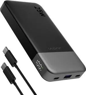 Power Bank 10000mAh, 25W Fast Charging Small Portable Charger with PD 3.0 & QC 4.0,USB C Slim Lightweight iPhone Charger, Dual Output Compatible with iPhone16 15 14 Samsung (Black, 10000mAh)
