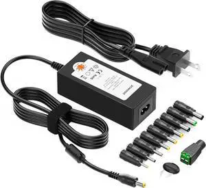 POWSEED Universal AC Adapter 45W 5V 6V 7.5V 9V 12V 13.5V 15V DC Power Supply 1A 2A 3A for Household Electronics Routers CCTV IP Cameras Speaker LED Strips, 5FT Charger Cord
