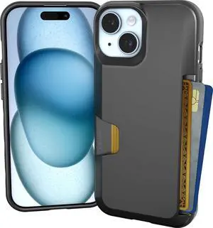 Smartish® iPhone 15 Wallet Case - Wallet Slayer Vol. 1 [Slim + Protective] Credit Card Holder - Drop Tested Hidden Card Slot Cover Compatible with Apple iPhone 15 - Black Tie Affair