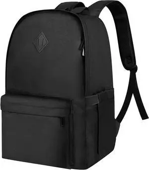 Laptop College Backpack for Women Men Black Bookbag with Computer Compartment - Lightweight Book Bag - Large Back Pack for Travel, Work