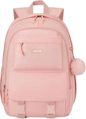 Backpacks for Girls, 15.6 Inch School Bag Cute Waterproof Laptop Bookbag Large College Backpack for Teen Women Students Anti Theft Travel Daypack, Pink