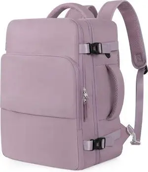 Hanples Large Travel Laptop Backpack for Men Women, Light Purple, 16 Inch Laptop Compartment