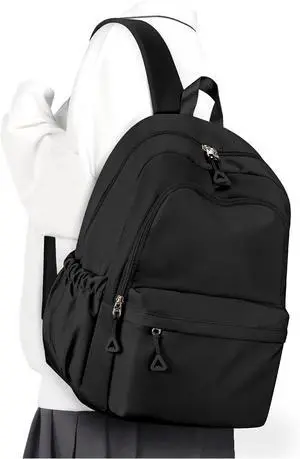 winspansy Backpack for School Teenage Girls Boys,Waterproof Lightweight School Bags Travel Daypack Simple Cute College Backpack Rucksack for Women Men fit 14 Inch Laptop,Black