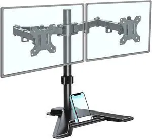 MOUNTUP Dual Monitor Stand - Freestanding & Height Adjustable Monitor Desk Mount, Steady VESA Mount Computer Monitor Stand for 2 Screens up to 27 inches, MU1002