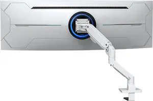 BEWISER Heavy Duty Monitor Arm Mount for 34-49 inches and Ultra 57 inches Screens,Weight Capacity Up to 44 lbs,Full Motion Height Swivel Adjustable Monitor Arm(White)