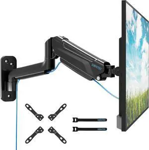 BONTEC Monitor Wall Mount Arm, VESA Gas Spring Height Adjustable, for 13-42 Inch Screens, Max 19.8lbs, Swivel, Tilt, Space-Saving Desk Mount, Easy Installation, Single Arm TV Mount, Max VESA 200x200