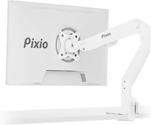 Pixio PS1S Wave White Single Monitor Arm Stand Desk Mount - Fits up to 32 inches Monitors and up to 19.8lbs. VESA Compatibility and Integrated Cable Management
