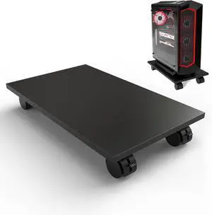 CPU StandComputer Tower StandMobile CPU Holder with 4 Caster Wheels Fits for PCPrinterMost Computer TowerOfficeHomePlanter CaddiesDog Bowl Stand (Black)