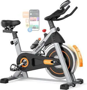 YOSUDA Exercise Bike, Brake Pad Stationary Bike for Home with Exclusive App, Magnetic Indoor Cycling Bike with 300 lb Weight Capacity, Low Noise, Tablet Holder and Fitness Courses for Weight Loss