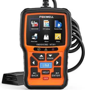 FOXWELL NT301 OBD2 Scanner Graphing Live Data Diagnostic Code Reader Professional Mechanic OBDII Scan Tool for Check Engine Light 2.8'' Color Screen OBD II Scanner for 1996 or Newer Vehicle