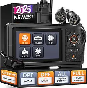 ANCEL HD431 Heavy Duty Truck Scanner, 2025 New Diesel Diagnostic Scan Tool, DPF Regen and Reset for Detroit, Paccar, Lifetime Free Updates, Full System HDOBD & OBD2 Trucks & Cars 2 in 1 Code Reader