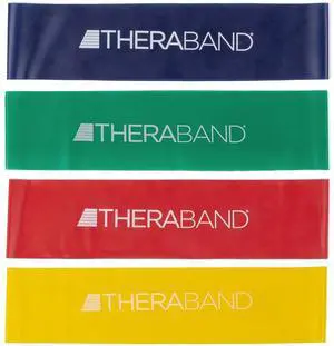 THERABAND Resistance Band Loop Set, Pack of 4, 12 Inch Band Loop Kit for Legs & Butt Workouts, Beginner to Advanced Levels for Exercise, Rehab, Physical Therapy, Stretching, & Strength Training