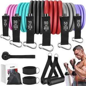 Zacro Resistance Bands for Working Out, 270 LBS Heavy Exercise Bands with Handles for Heavy Resistance Training, Home Gym Workout, Men/Women