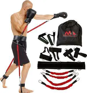 Boxing Resistance Bands for MMA Martial Arts Resistance Training at Home for Punches/Kicks, 150lbs Exercise Bands Full Body Fitness Workout to Enhance Explosive Power/Speed/Agility