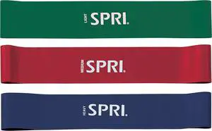 SPRI Mini Loop Bands Kit, Set of 3 - Light, Medium, Heavy Resistance Bands for Lower Body Workouts, Toning Muscles, and Exercise