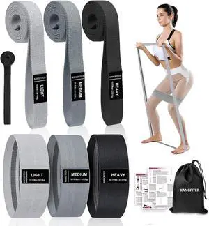 Long and Short Fabric Resistance Bands with Door Anchor 7 PCS, Non-Slip Stretch Booty Bands for Working Out Women & Men, Loop Exercise Elastic Bands for Home Physical Therapy Yoga Pilates